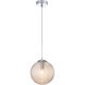 Maruna 1 Light 9 inch Chrome and Cognac Glass Pendant Ceiling Light