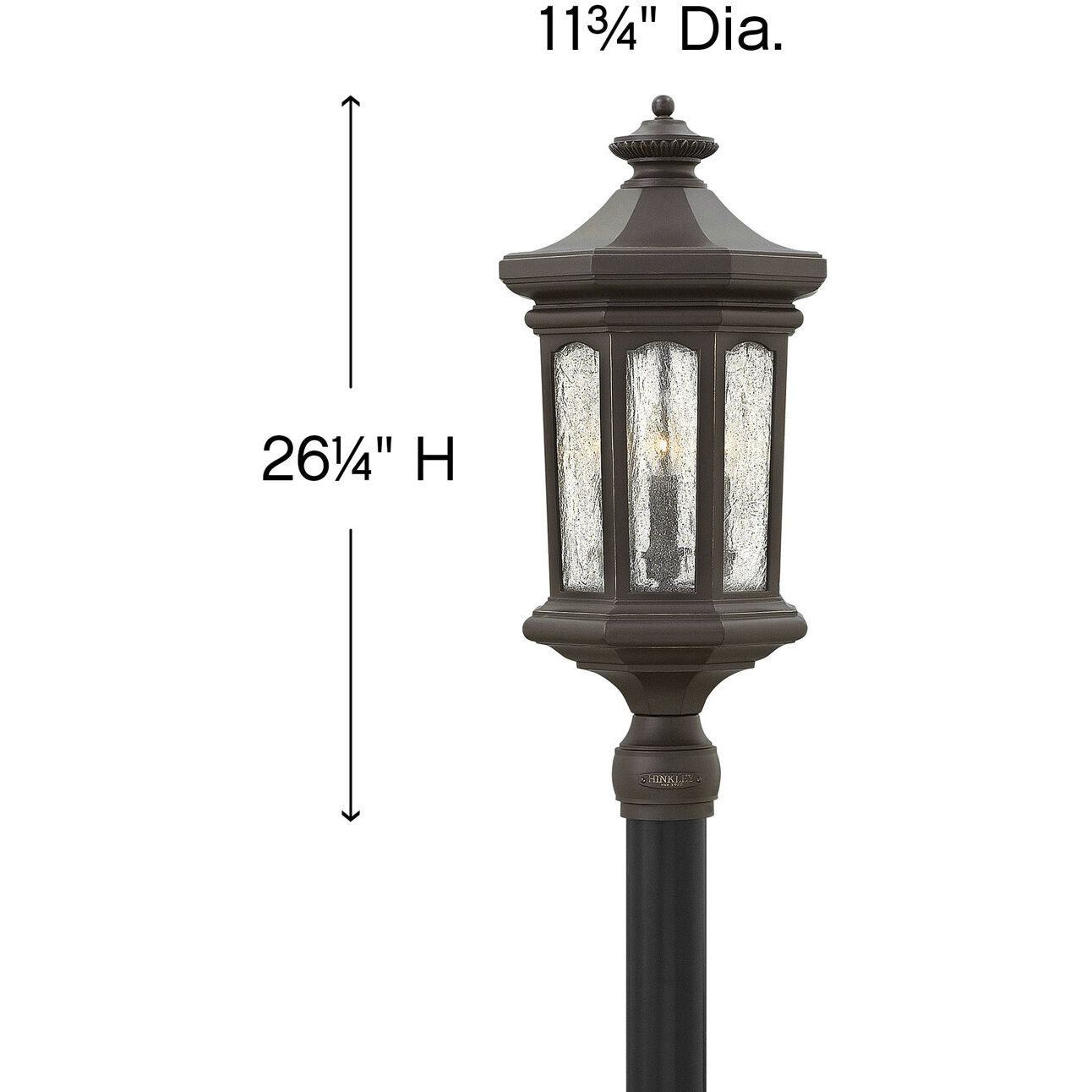 Estate Series Raley 4 Light 26.25 inch Oil Rubbed Bronze Outdoor Post Mount Lantern in Clear Seedy, Non-LED
