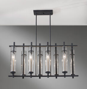 Ethan 8 Light 37.5 inch Antique Forged Iron / Brushed Steel Linear Chandelier Ceiling Light