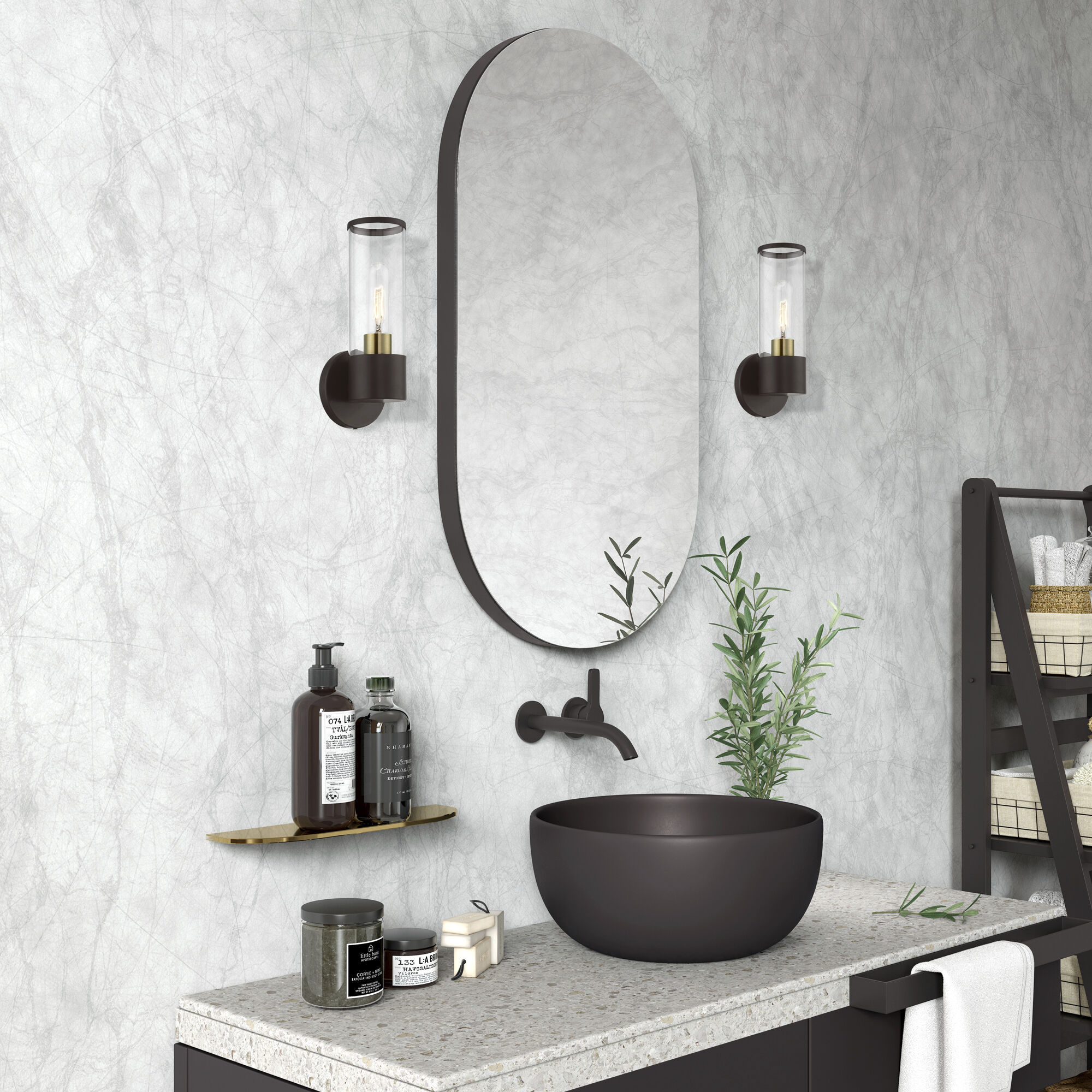 Banca 1 Light 4 inch Bronze with Antique Brass Accent ADA Single Sconce Wall Light, Single