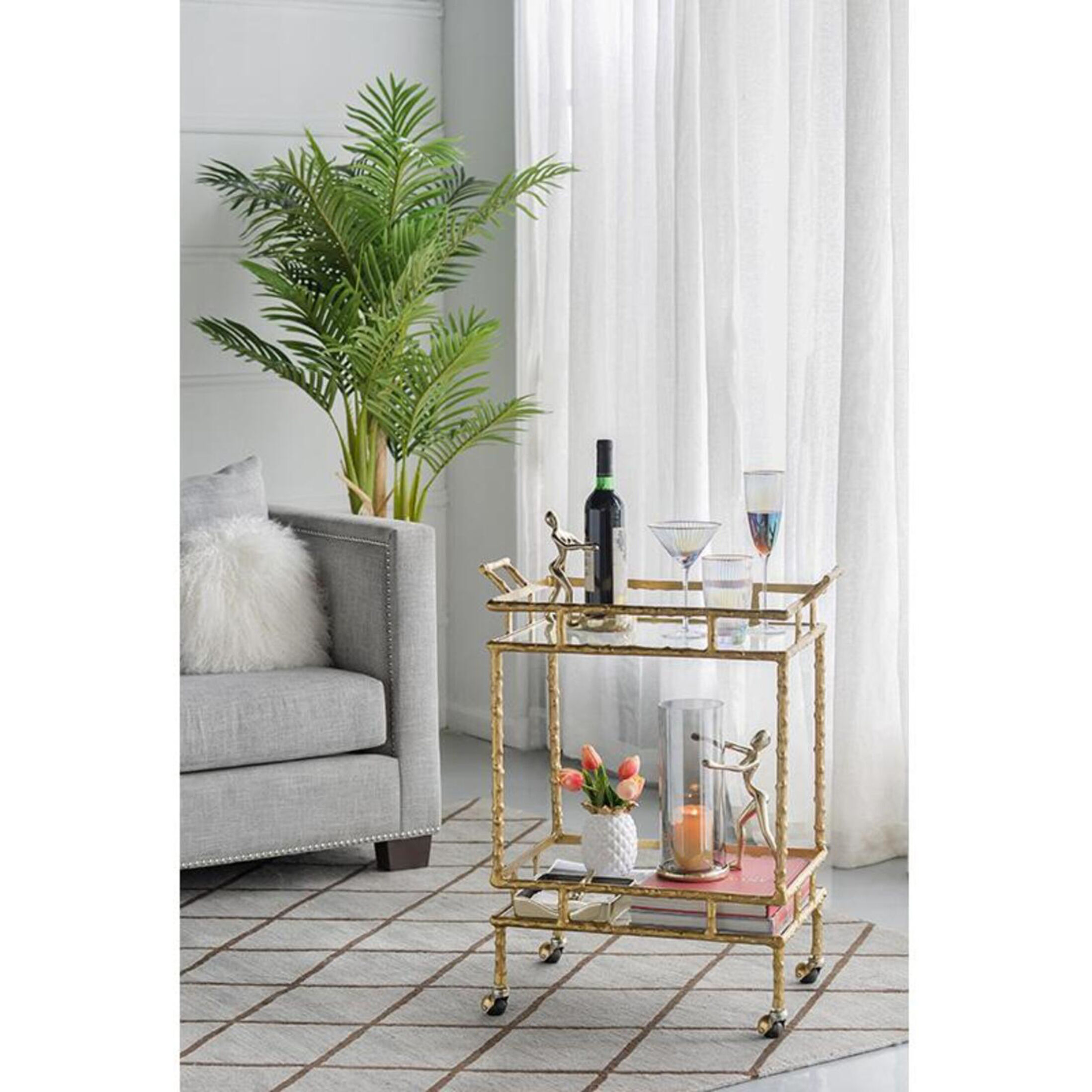 Twig Brass Antique Bar Cart