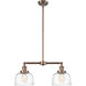 Franklin Restoration Bell LED 21 inch Antique Copper Island Light Ceiling Light in Clear Deco Swirl Glass
