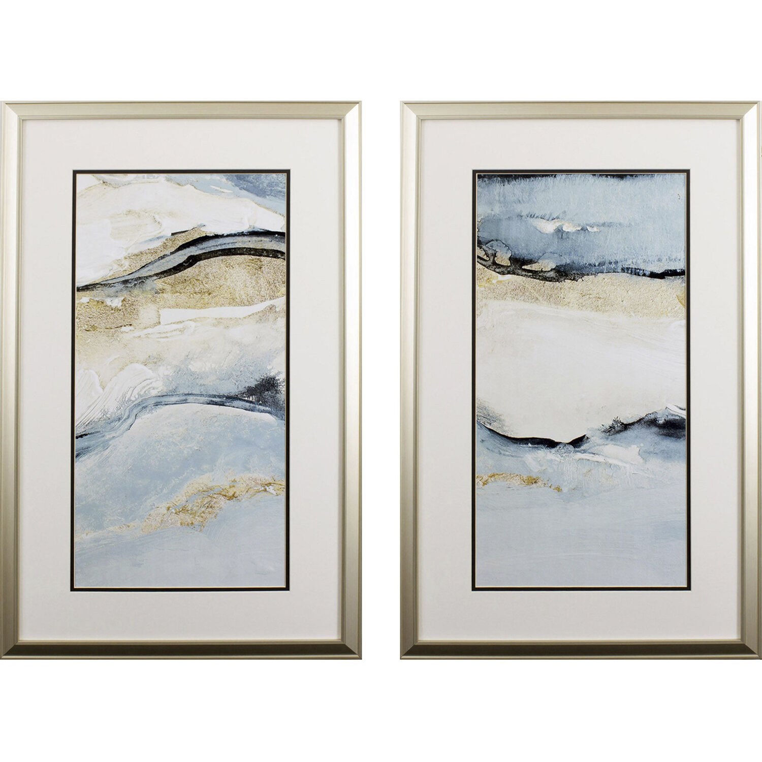 Abstract Blue and Metallic and Gray Framed Art, Propac