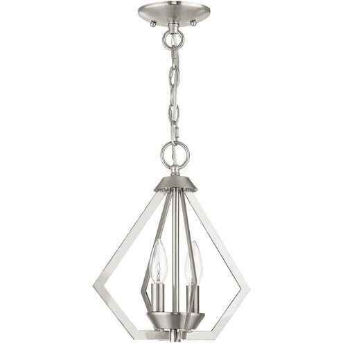 Prism 2 Light 11 inch Brushed Nickel Convertible Mini Chandelier/Ceiling Mount Ceiling Light