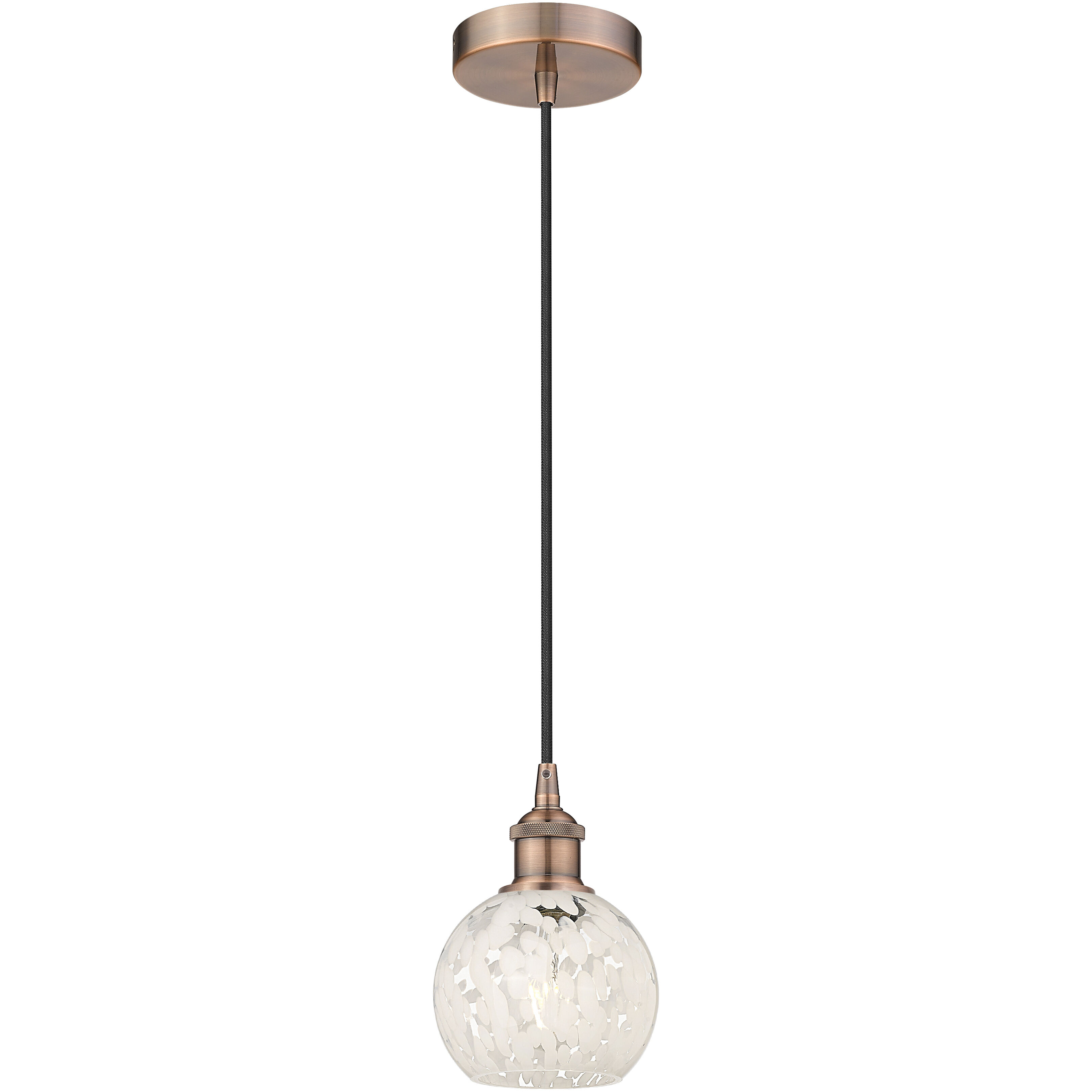 Edison White Mouchette 1 Light 6 inch Antique Copper Cord Hung Mini Pendant Ceiling Light