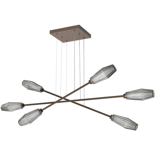 Aalto LED Flat Bronze Linear Multi-Pendant Ceiling Light in Smoke, 2700K LED, Triple Moda