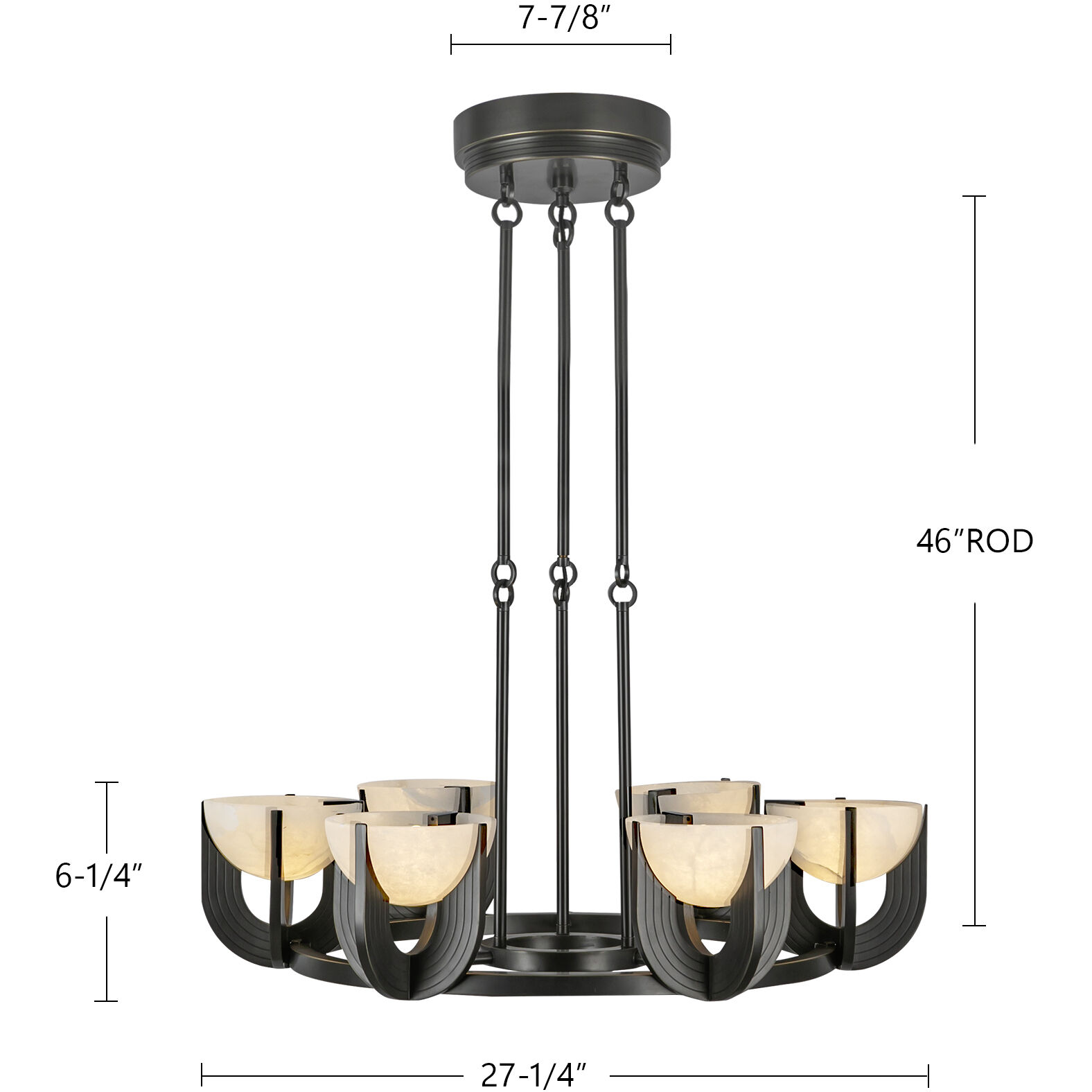 Colette LED 27.25 inch Vintage Brass/Alabaster Chandelier Ceiling Light