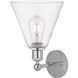 Berkshire Sconce Wall Light in Polished Chrome, Clear