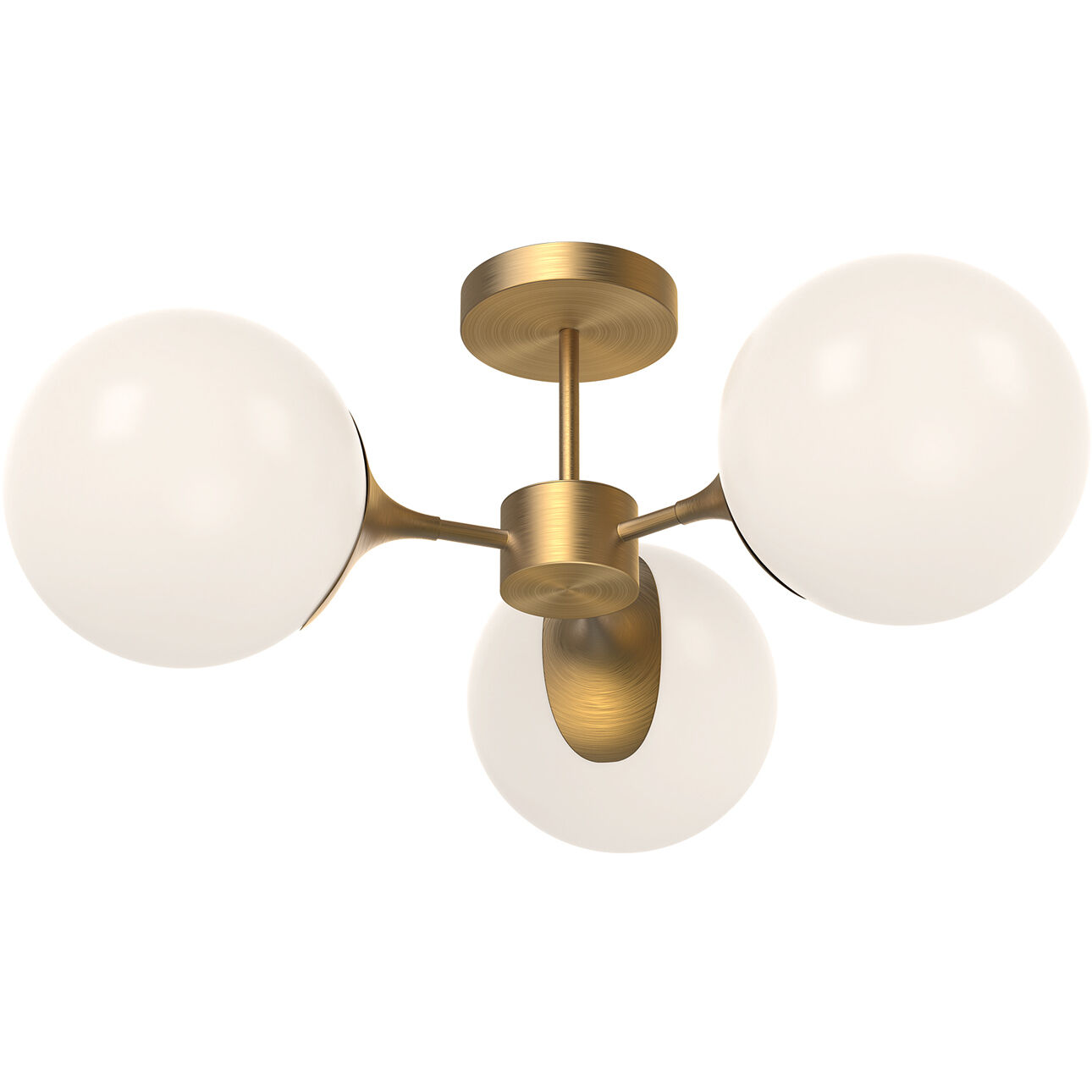 Alora Mood Nouveau 3 Light 25.88 inch Aged Gold/Opal Matte Glass Semi-Flush Mount Ceiling Light