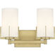Froselle 2 Light 13.25 inch Vintage Brass Bathroom Vanity Light Wall Light