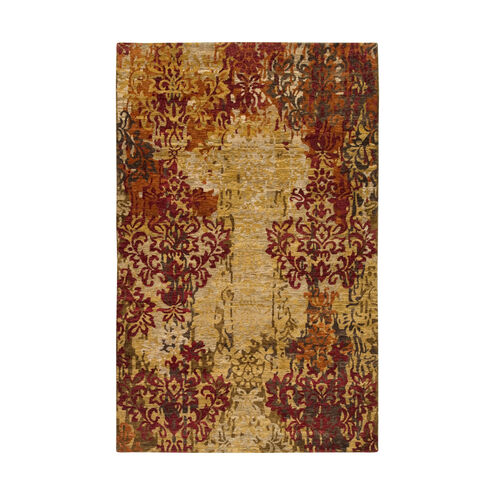 Brocade 96 X 60 inch Neutral and Yellow Area Rug, Wool