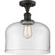 Franklin Restoration X-Large Bell LED 12 inch Oil Rubbed Bronze Semi-Flush Mount Ceiling Light in Clear Glass, Franklin Restoration
