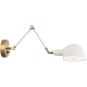Blare 1 Light 19 inch Aged Gold Brass and White Wall Sconce Wall Light