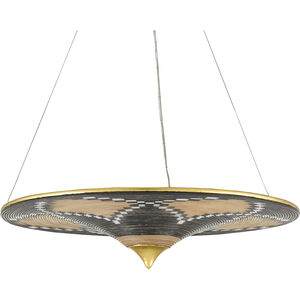 Canaan 3 Light 32 inch Gold Leaf/Distressed Black/Distressed White Chandelier Ceiling Light