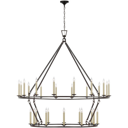 Chapman & Myers Darlana6 LED 61.25 inch Aged Iron Two Tier Chandelier Ceiling Light, Oversized