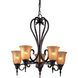 Hemingway 5 Light 27 inch Dark Brown with Amber Chandelier Ceiling Light