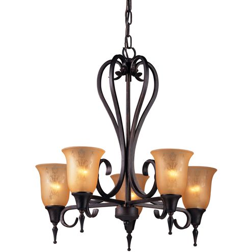 Hemingway 5 Light 27 inch Dark Brown with Amber Chandelier Ceiling Light