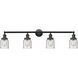 Franklin Restoration Small Bell 4 Light 42 inch Matte Black Bath Vanity Light Wall Light in Seedy Glass, Franklin Restoration