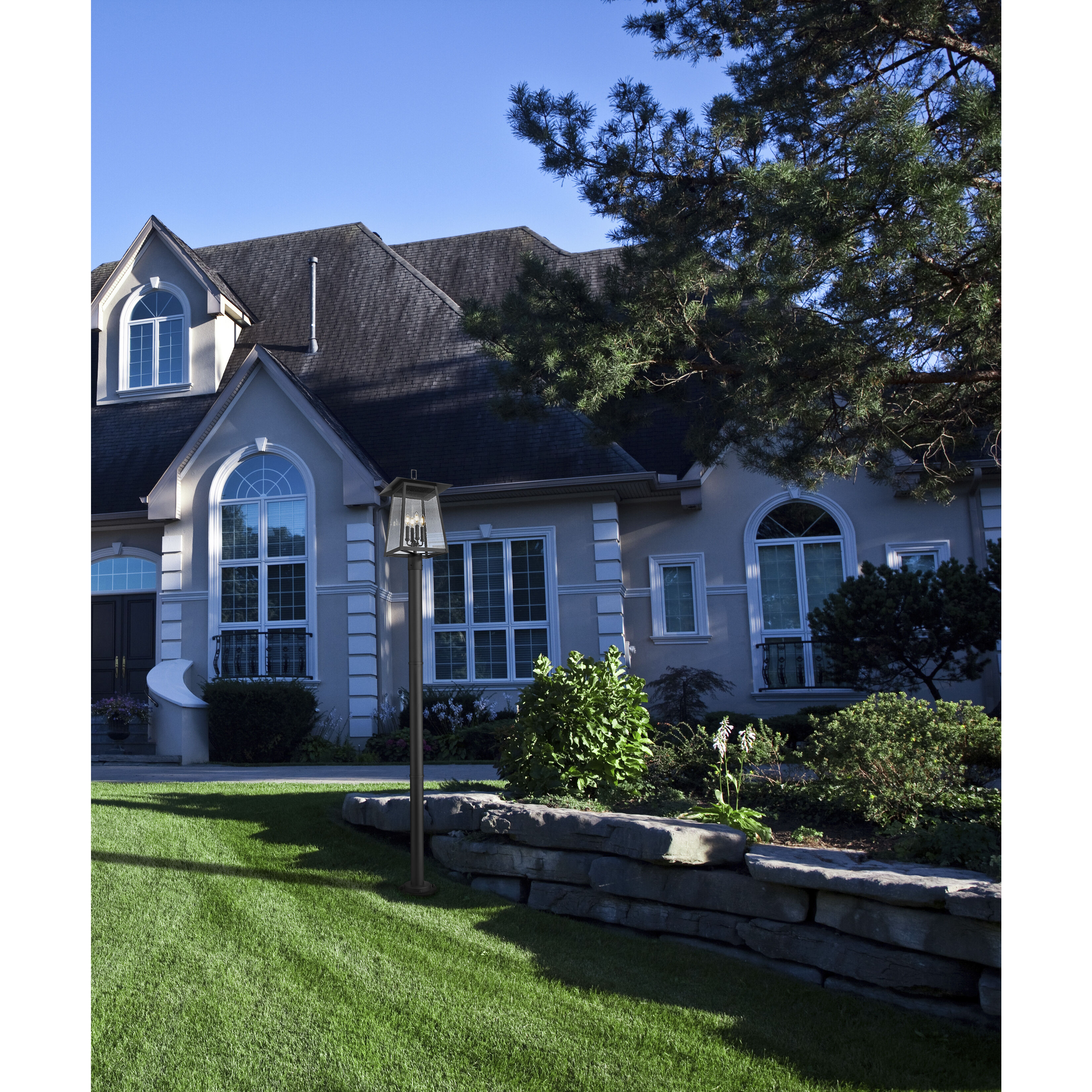 Rainer 4 Light 98 inch Black Outdoor Post Mounted Fixture in G9