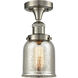 Franklin Restoration Small Bell LED 5 inch Brushed Satin Nickel Semi-Flush Mount Ceiling Light in Silver Plated Mercury Glass, Franklin Restoration