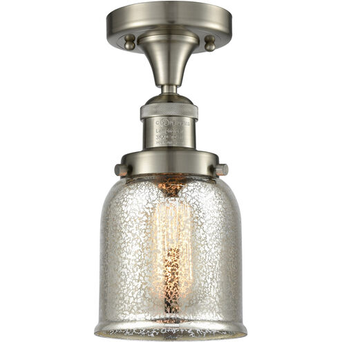 Franklin Restoration Small Bell LED 5 inch Brushed Satin Nickel Semi-Flush Mount Ceiling Light in Silver Plated Mercury Glass, Franklin Restoration