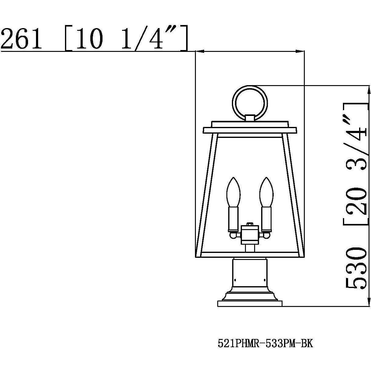 Broughton 2 Light 21.25 inch Black Outdoor Pier Mounted Fixture