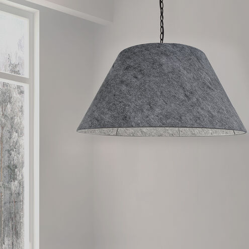 Brynn 1 Light 32 inch Black Pendant Ceiling Light in Grey Felt, Extra Large