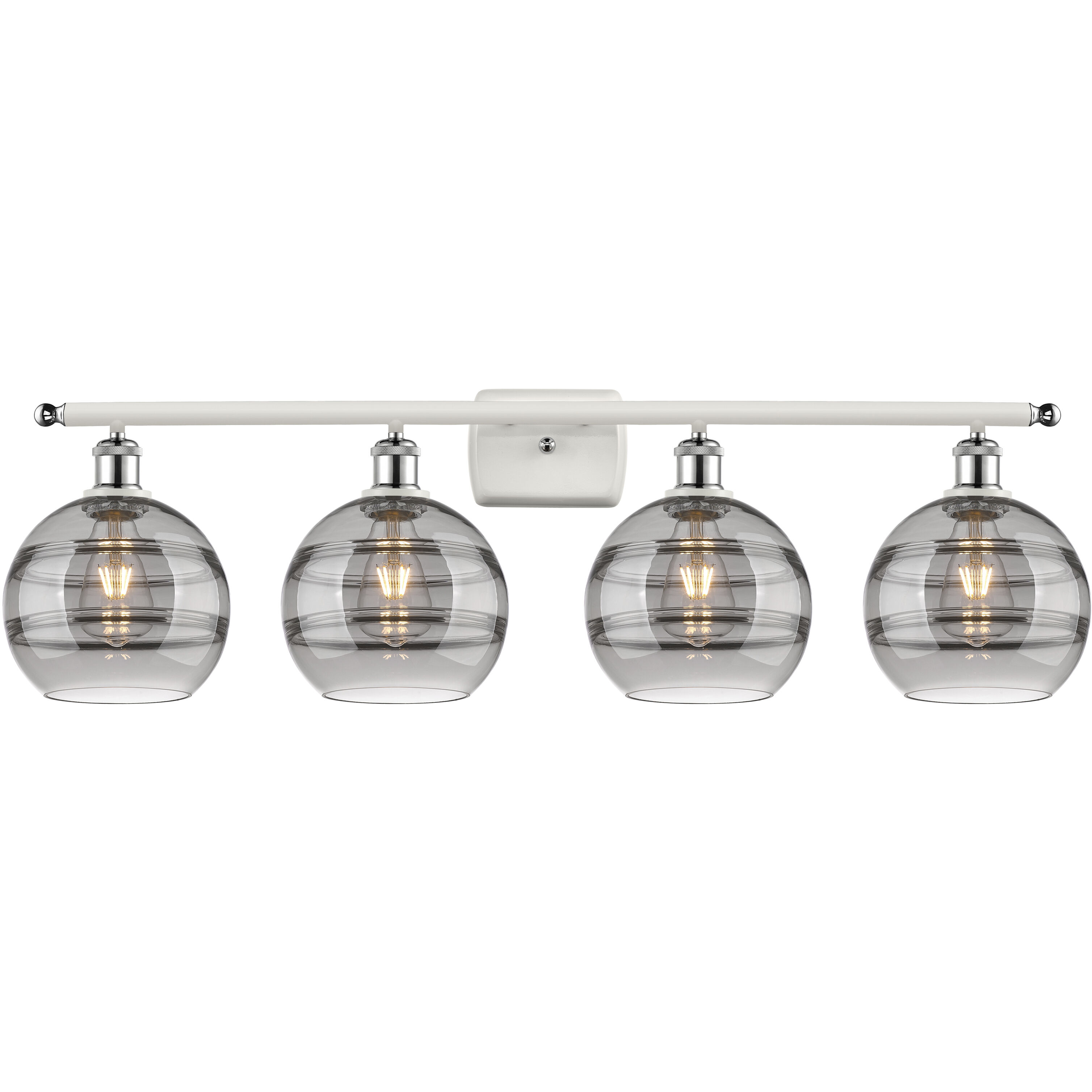 Ballston Rochester 4 Light 38 inch White Polished Chrome Bath Vanity Light Wall Light