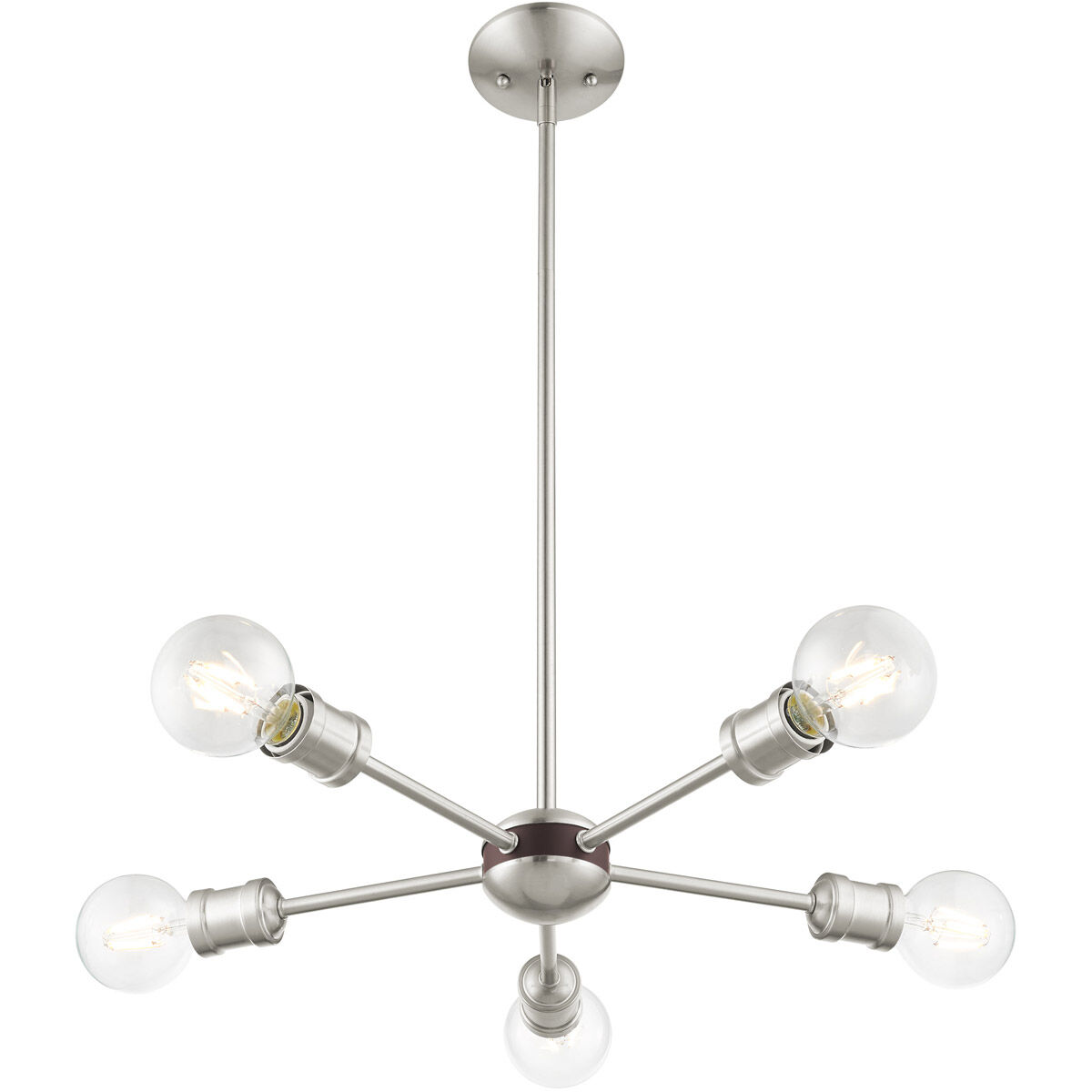 Lansdale 5 Light 19 inch Brushed Nickel with Bronze Accents Chandelier Ceiling Light