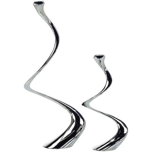 Silver Spiral 19 X 8 inch Candleholders, Set of 2
