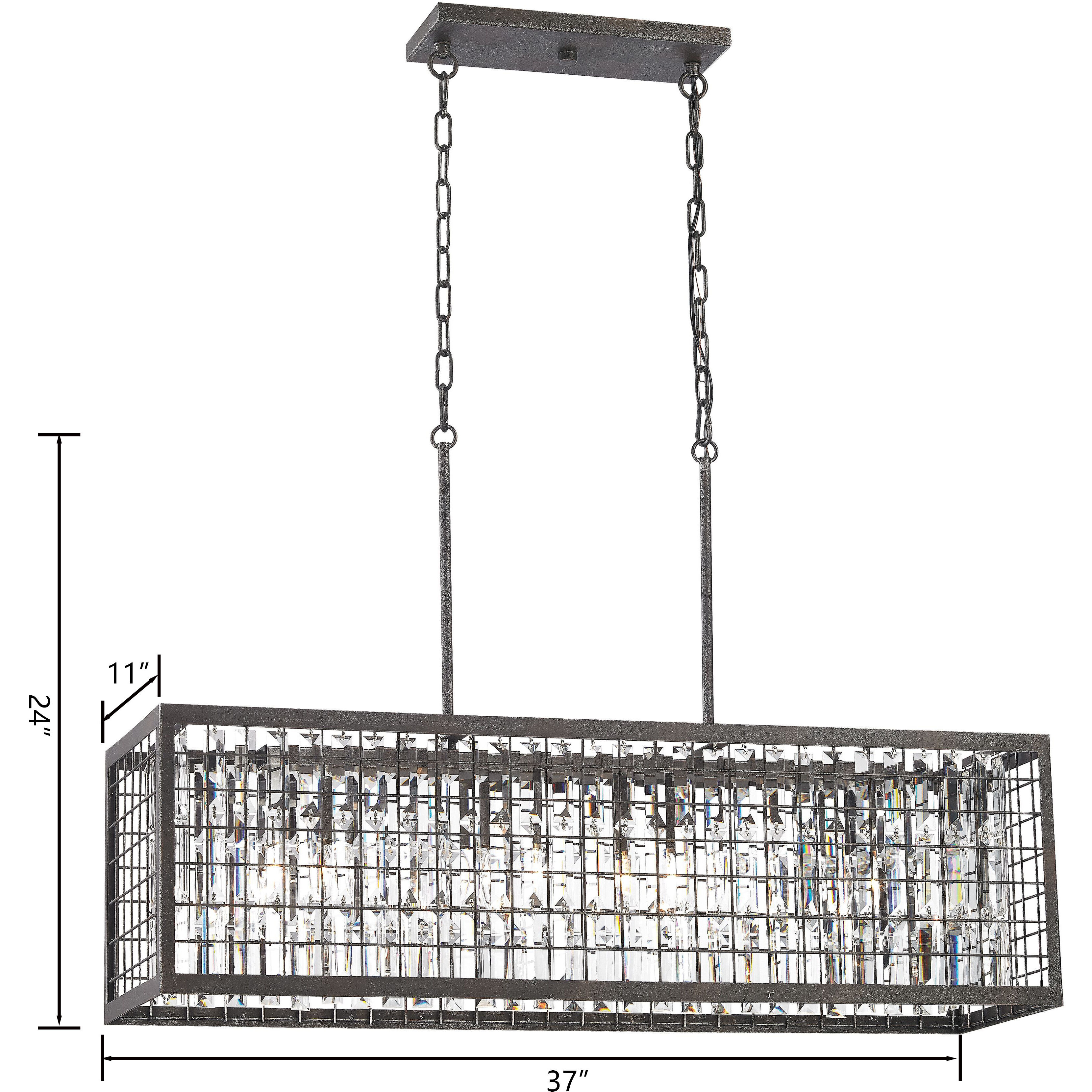 Nadina 4 Light 37 inch Silverdust Iron Linear Chandelier Ceiling Light