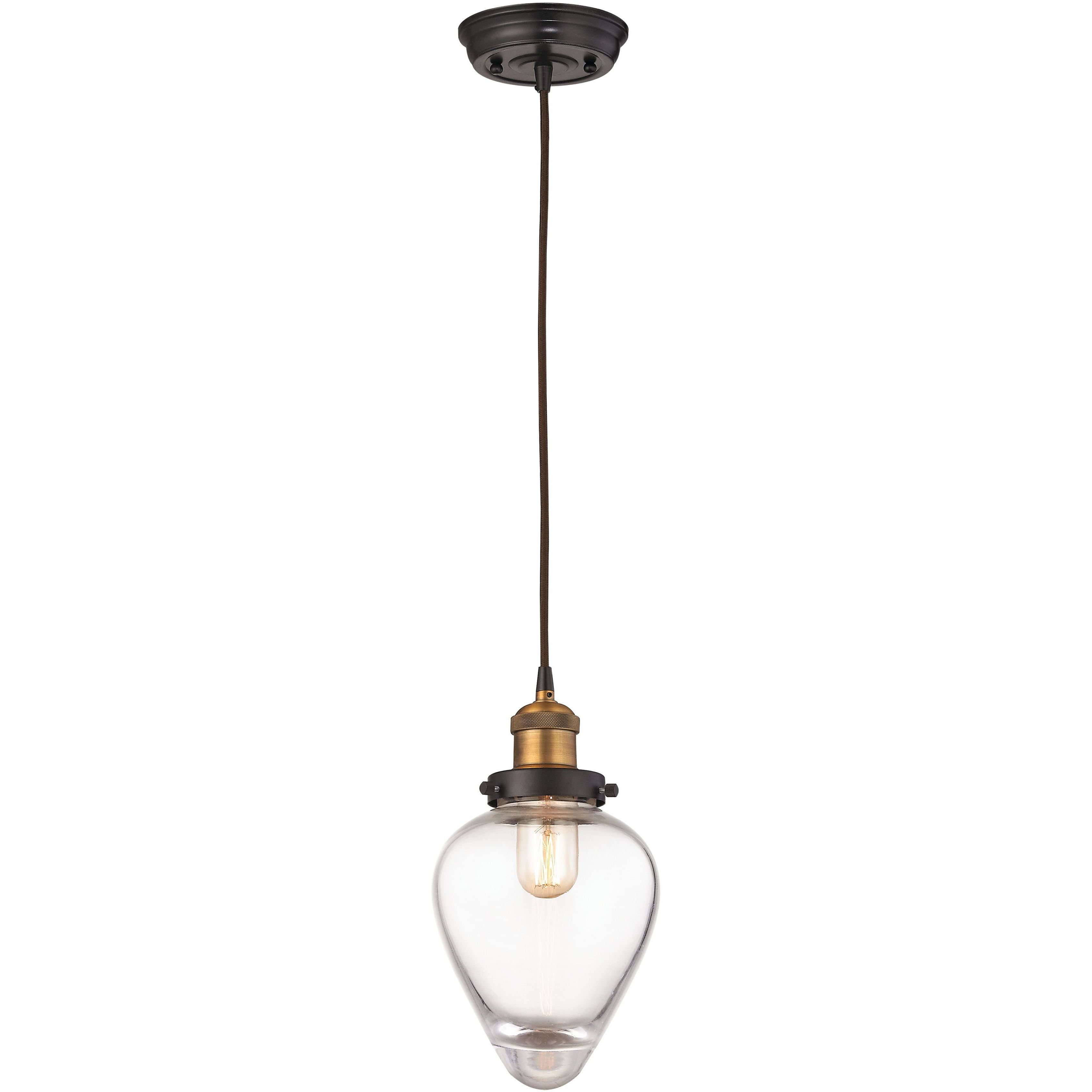 Bartram 1 Light 7 inch Antique Brass with Oil Rubbed Bronze Mini Pendant Ceiling Light