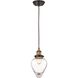 Bartram 1 Light 7 inch Antique Brass with Oil Rubbed Bronze Mini Pendant Ceiling Light