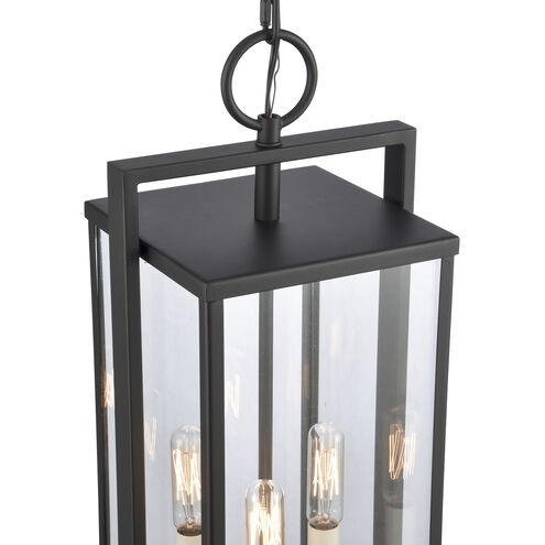 Gladwyn 3 Light 8.25 inch Matte Black and Off White Outdoor Hanging Light