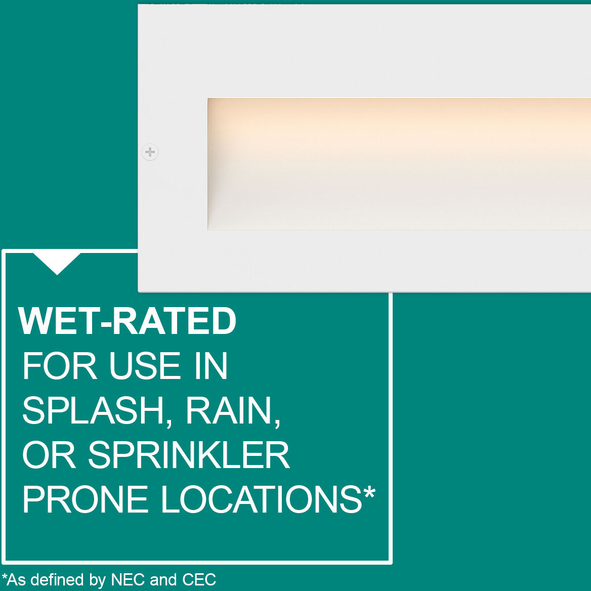 Taper 12v 2.50 watt Satin White Landscape Step Light, Horizontal