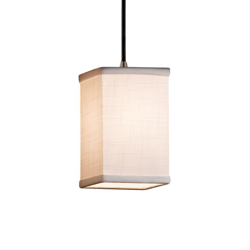 Textile 1 Light 4 inch Brushed Nickel Pendant Ceiling Light in Black Cord, White, Incandescent