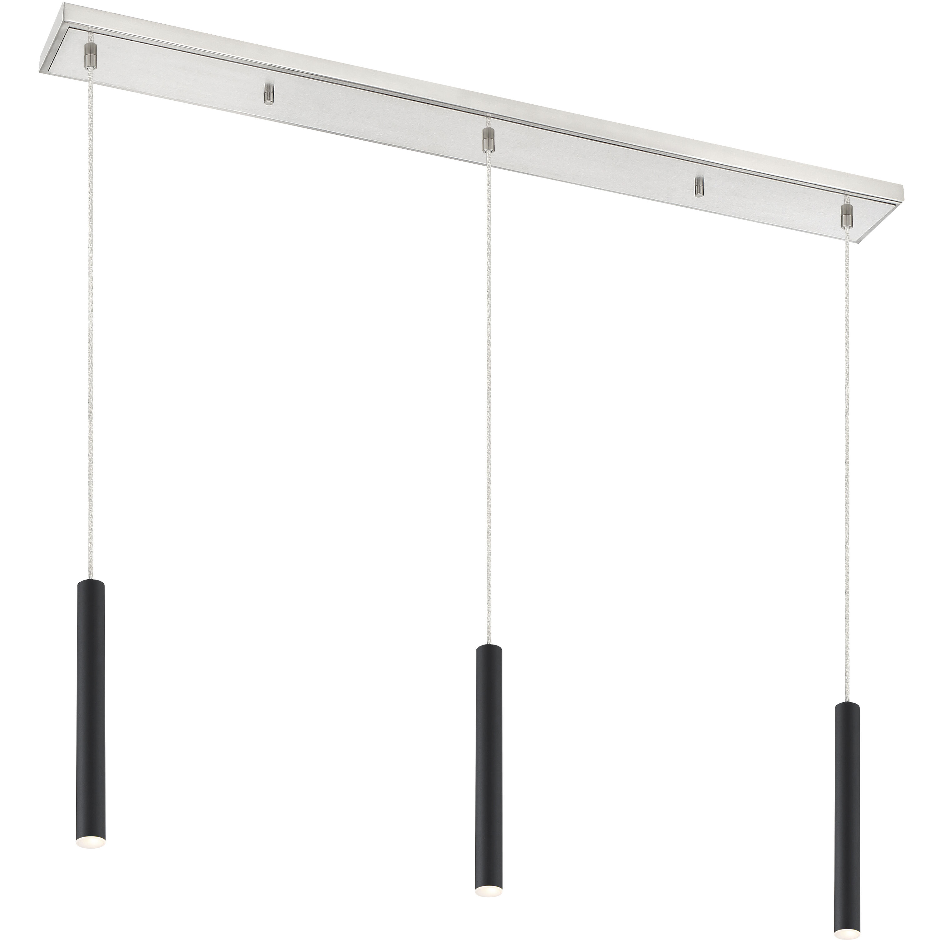 Forest LED 46 inch Brushed Nickel Linear Chandelier Ceiling Light in 3, 17, Matte Black Steel