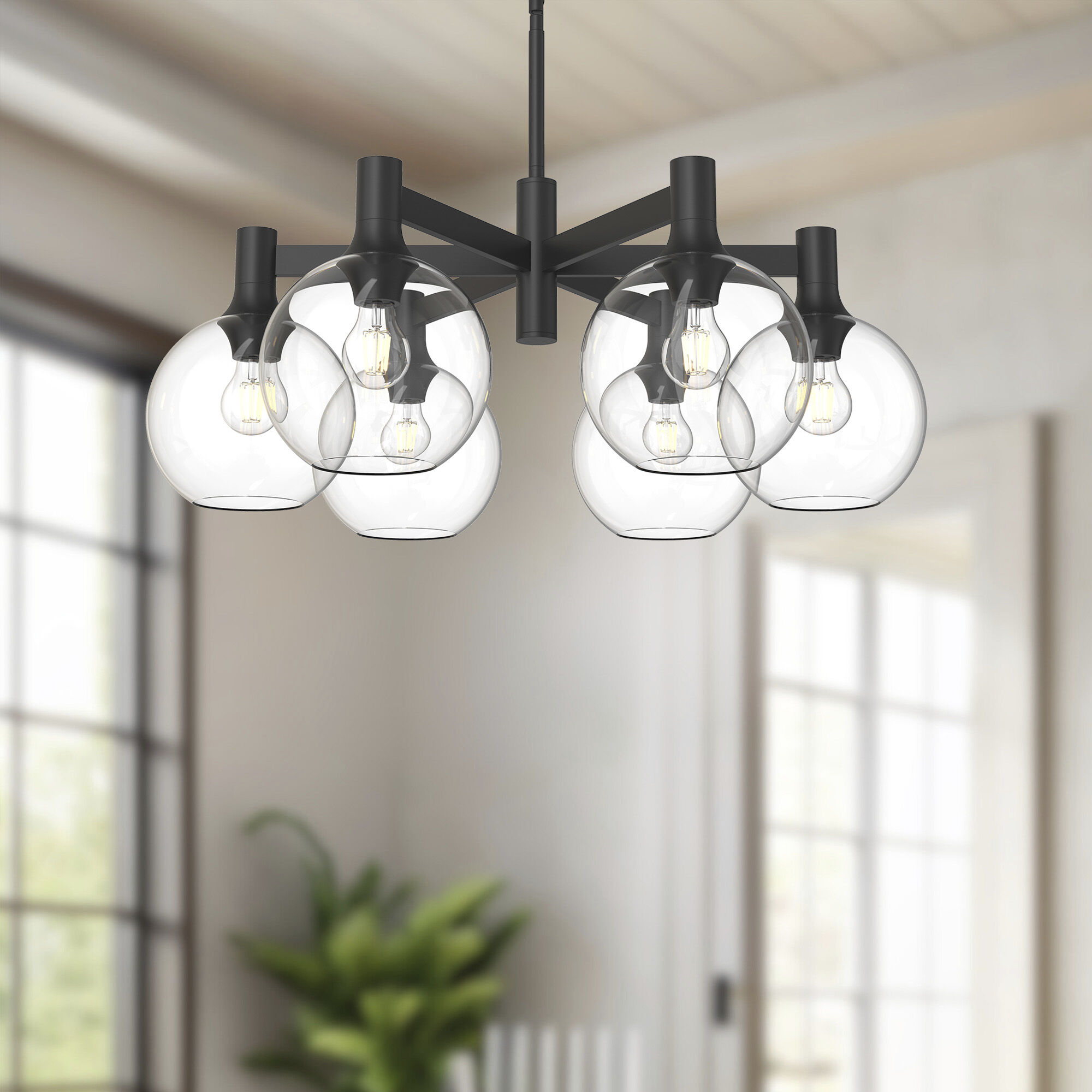 Alora Mood Castilla 6 Light 29.5 inch Clear Glass/Matte Black Chandelier Ceiling Light