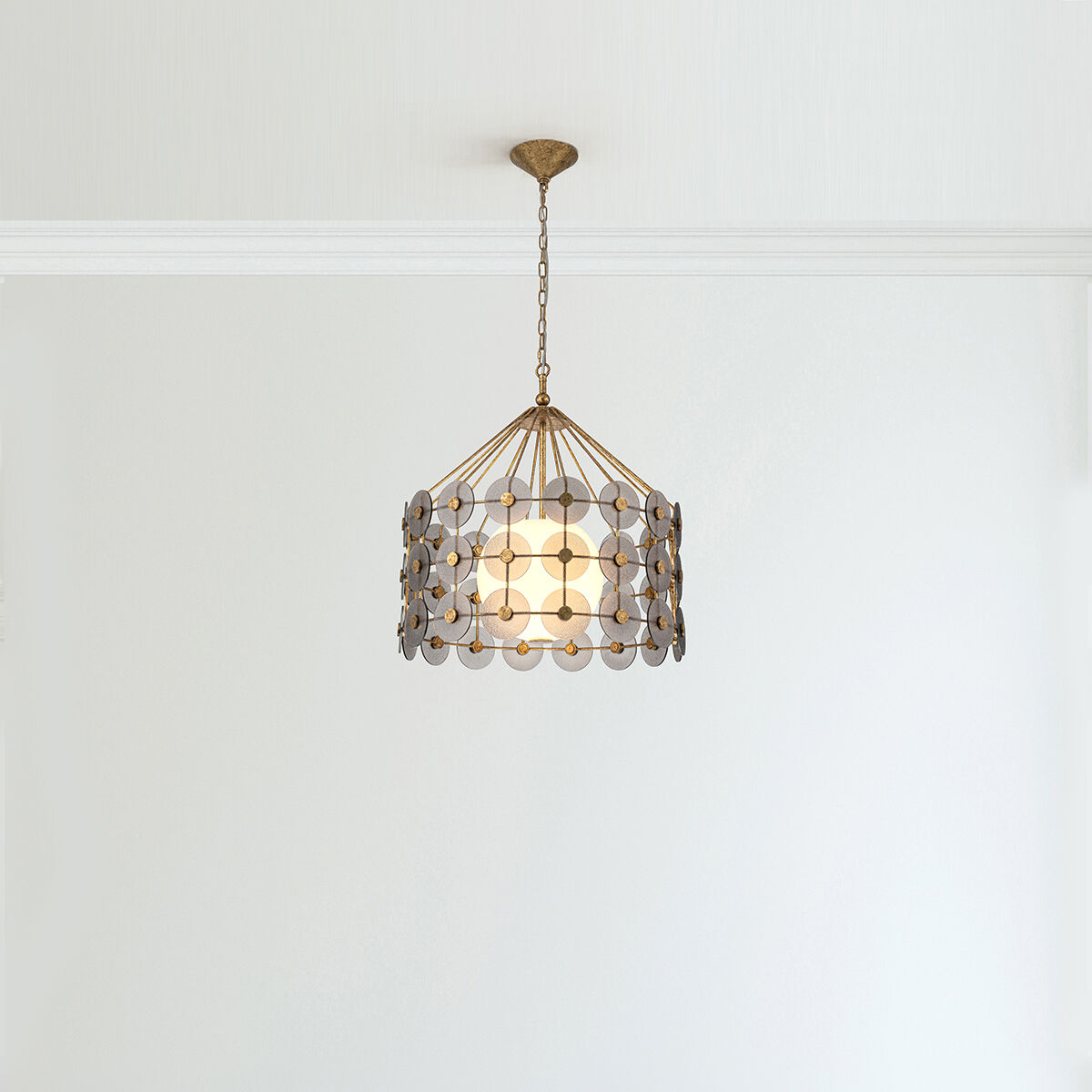 Meridian 3 Light 22.5 inch Distressed Gold Pendant Ceiling Light