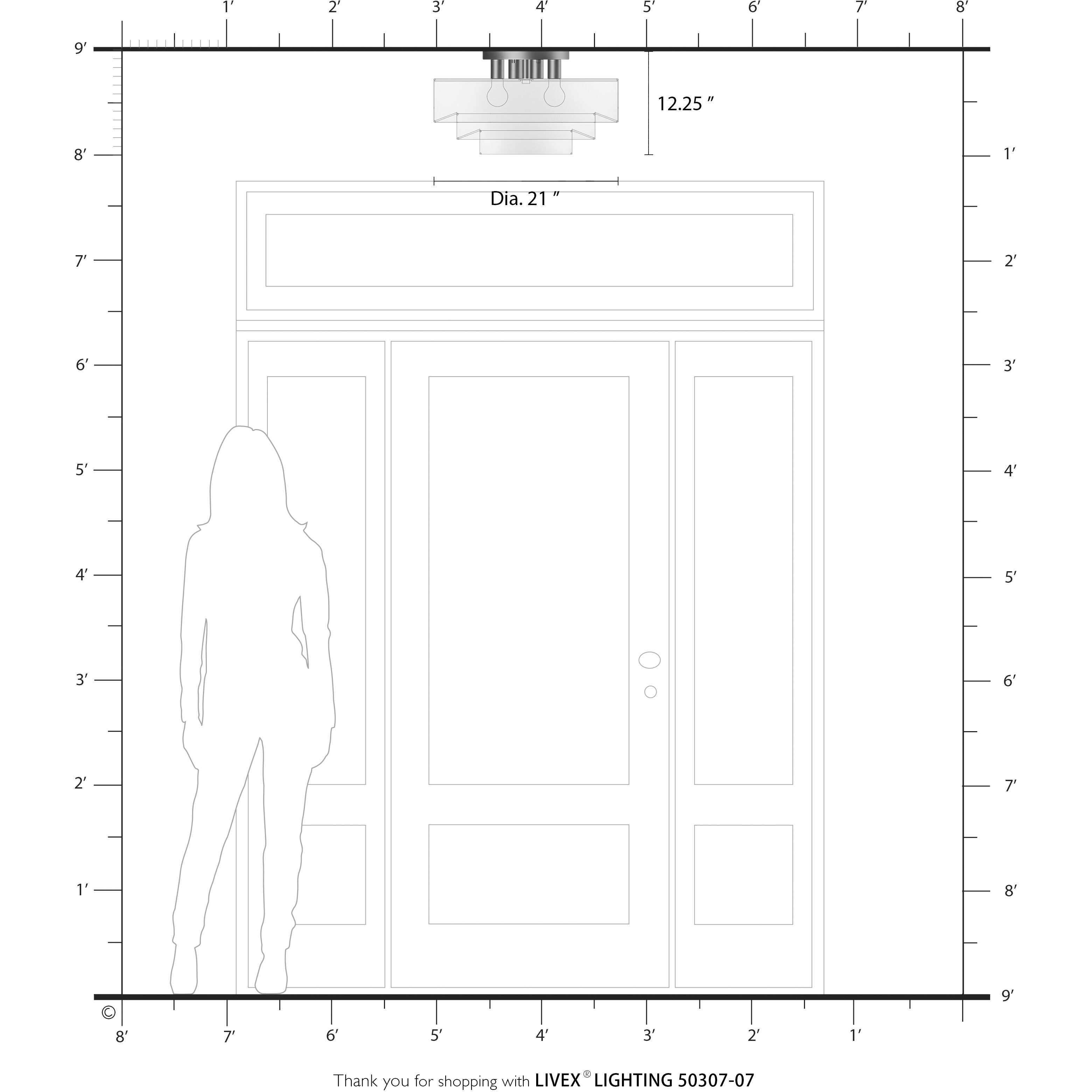 Manorwood 4 Light 21 inch Bronze Semi-Flush Ceiling Light