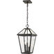 Talbot 3 Light 10 inch Oil Rubbed Bronze Outdoor Chain Mount Ceiling Fixture in Seedy Glass