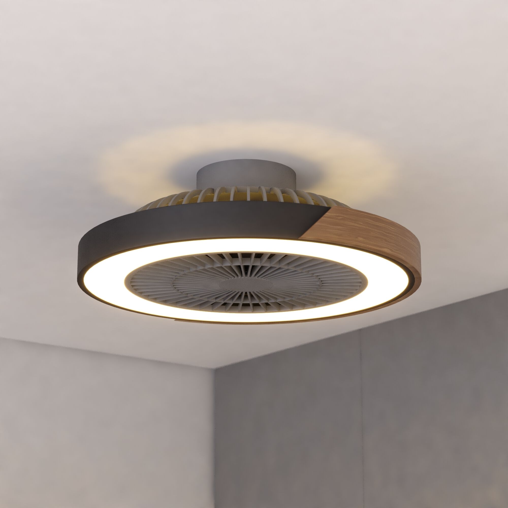 Everette 20 inch Matte Black with Clear Blades Ceiling Fan, DC Motor