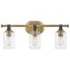 Halstead 3 Light 24 inch Heritage Brass Vanity Light Wall Light