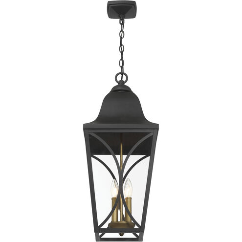 Cardigan 3 Light 11 inch Sand Coal and Olden Brass Outdoor Pendant, Great Outdoors