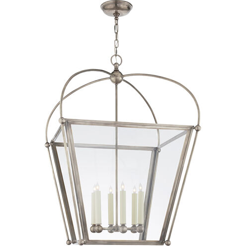 E. F. Chapman Plantation 6 Light 29 inch Antique Nickel Foyer Lantern Ceiling Light, E.F. Chapman, Large, Clear Glass