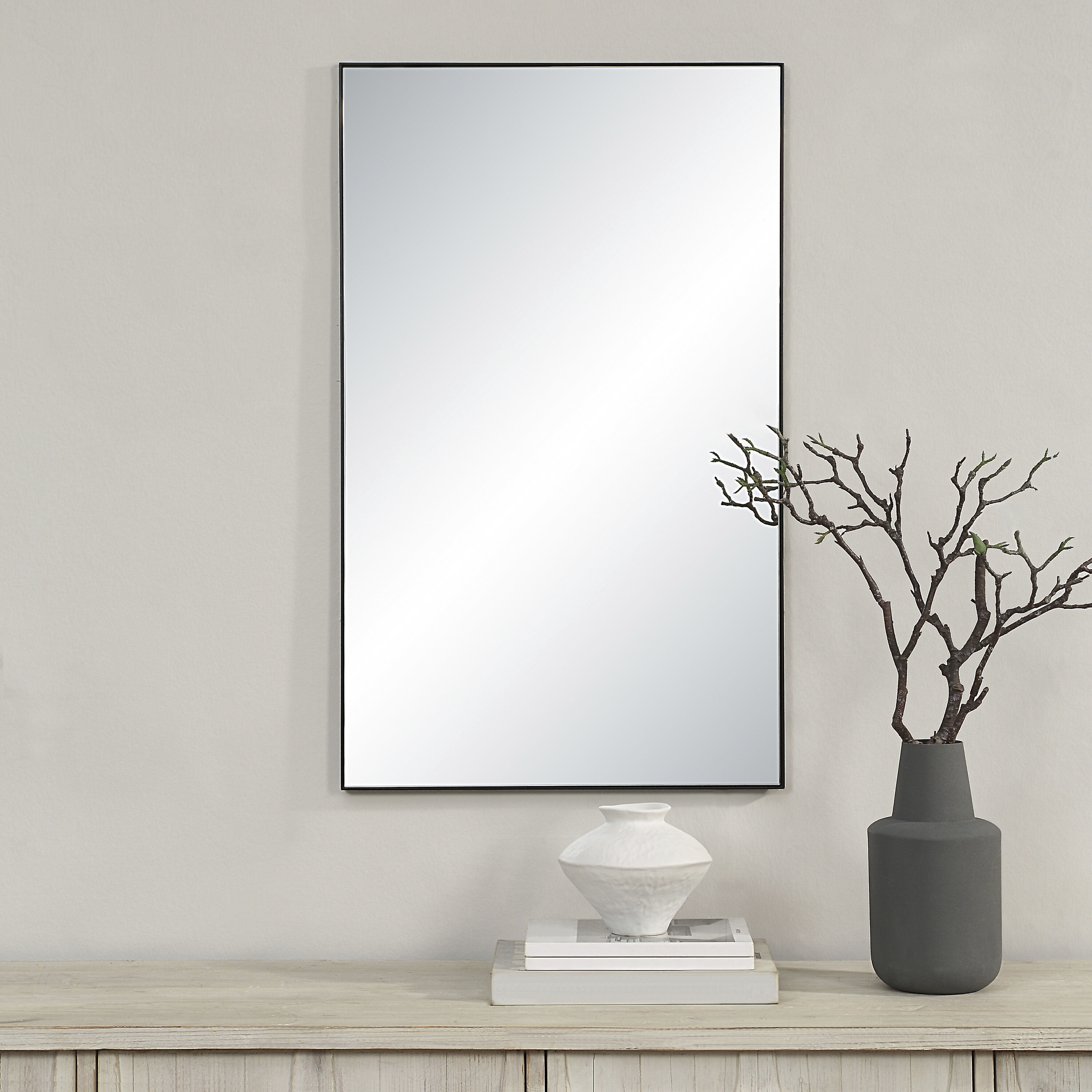 Loutro 36 X 22 inch Matte Black Wall Mirror