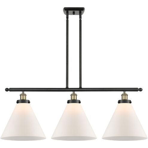 Ballston X-Large Cone LED 36 inch Black Antique Brass Island Light Ceiling Light in Matte White Glass