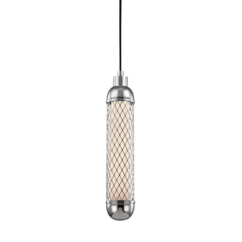 Hayes LED 3.5 inch Polished Nickel Pendant Ceiling Light, White Frosted, Metal Mesh