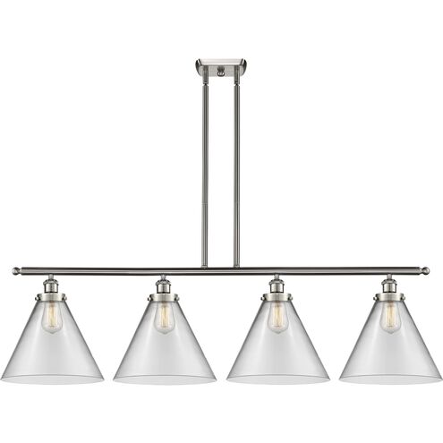 Ballston X-Large Cone LED 48 inch Brushed Satin Nickel Island Light Ceiling Light in Clear Glass