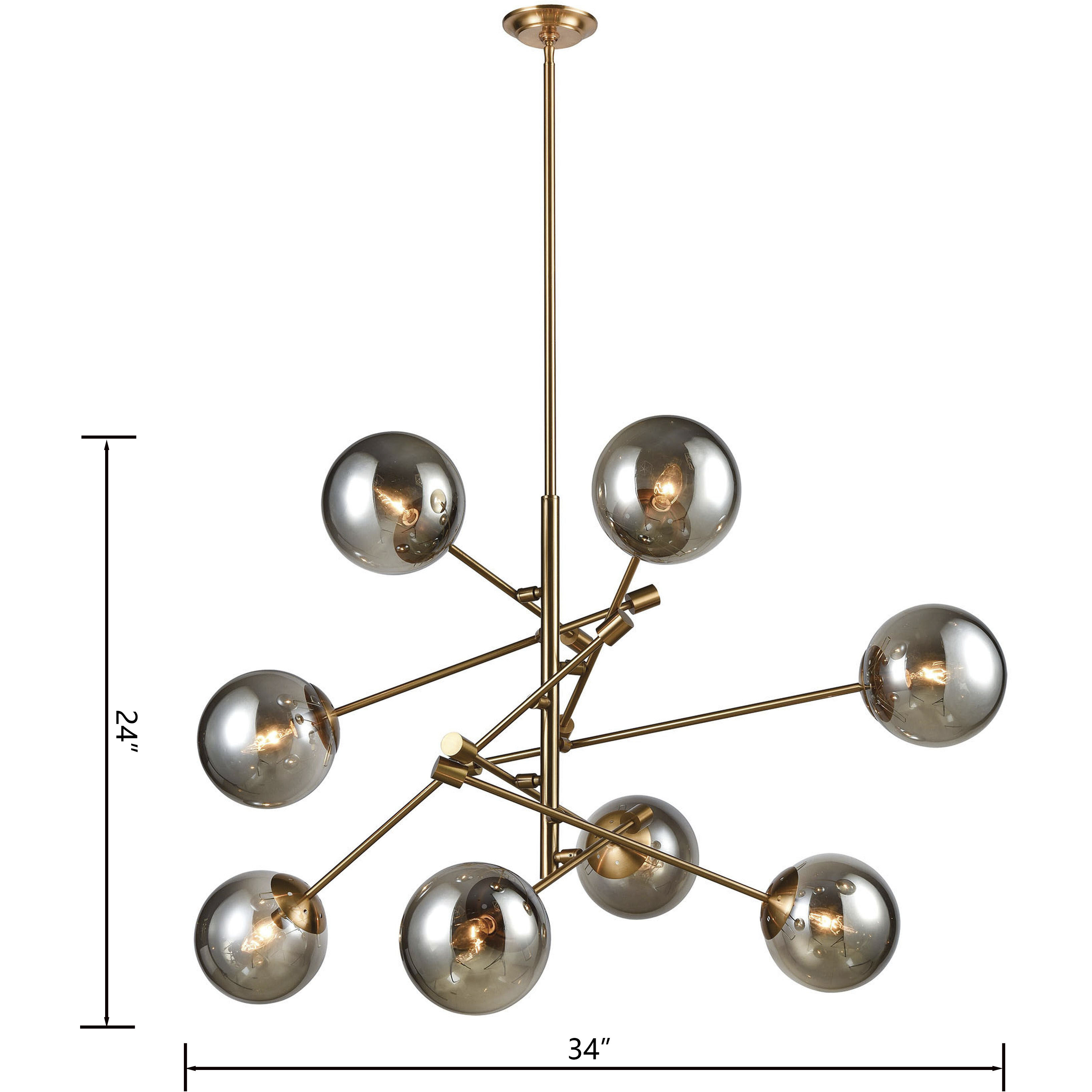Accelerated Returns 8 Light 34 inch Aged Brass Chandelier Ceiling Light
